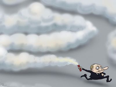 Путин ставит "дымовую завесу". Карикатура С.Елкина: svoboda.org
