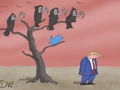 И пошел он, солнцем палим... (Трамп заблокированный). Карикатура С.Елкина: dw.com